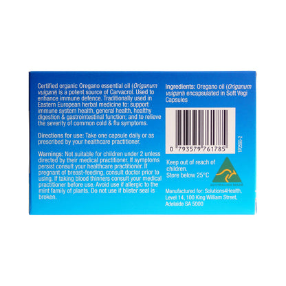 SOLUTIONS 4 HEALTH ORGANIC OIL OF WILD OREGANO CAPSULES 10VC