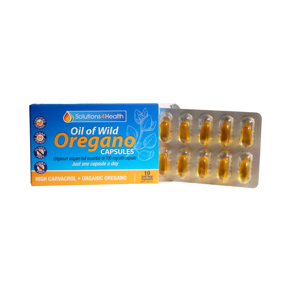 SOLUTIONS 4 HEALTH ORGANIC OIL OF WILD OREGANO CAPSULES 10VC