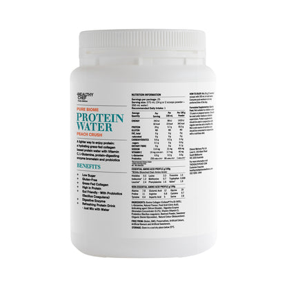 THE HEALTHY CHEF PROTEIN WATER PURE BIOME PEACH CRUSH 600G