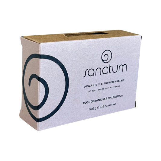 SANCTUM SOAP BAR ROSE GERANIUM & CALENDULA 100G
