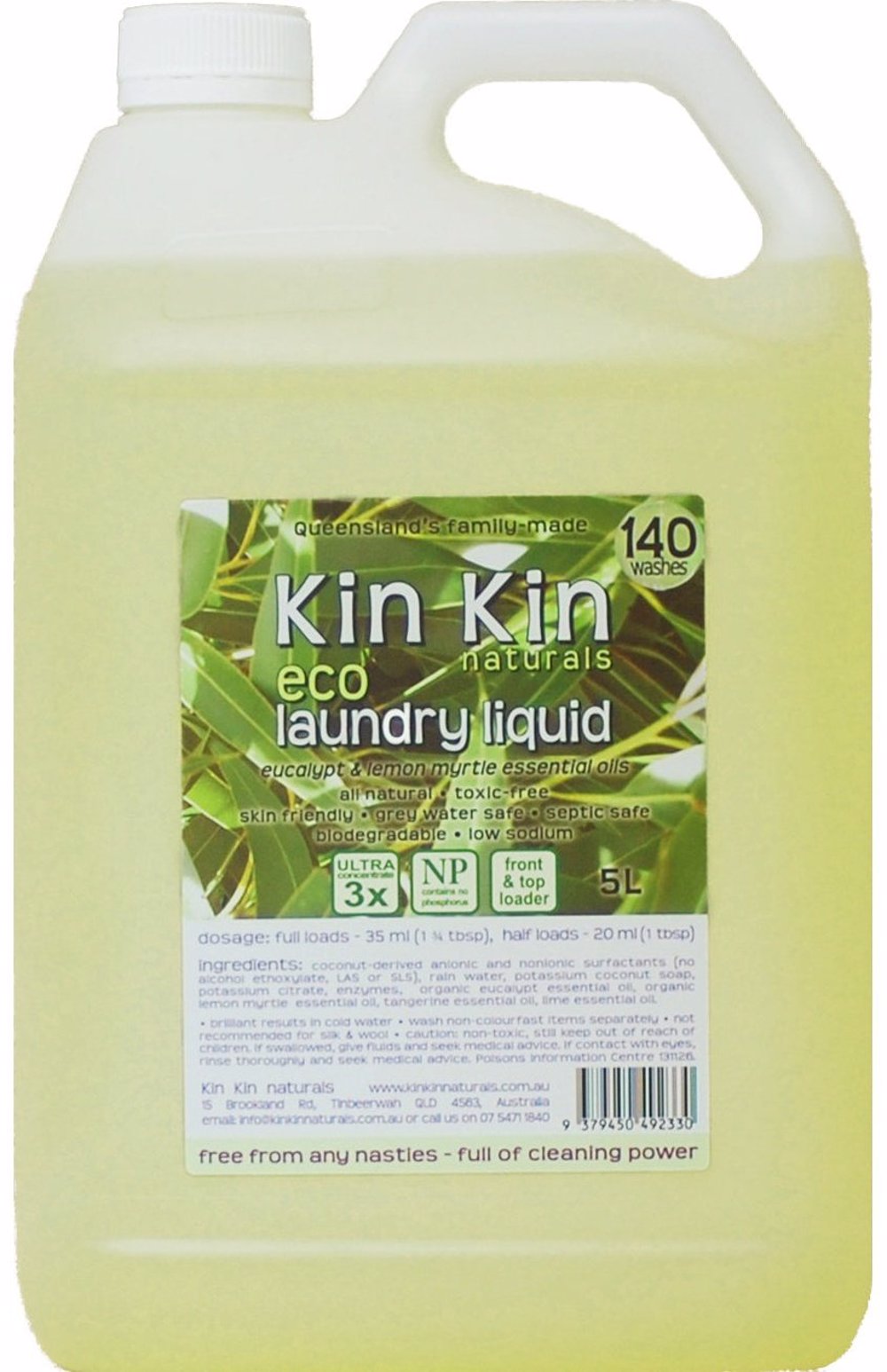 Kin Kin Naturals Eco Laundry Liquid Euca & L.Myrtle 5L