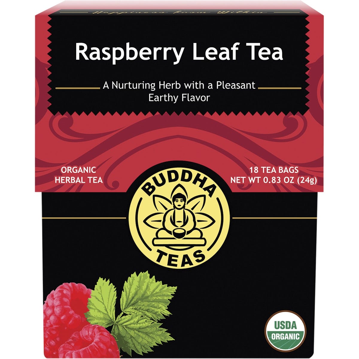 Buddha Teas	Organic Herbal Tea Bags Raspberry Leaf Tea 18pk