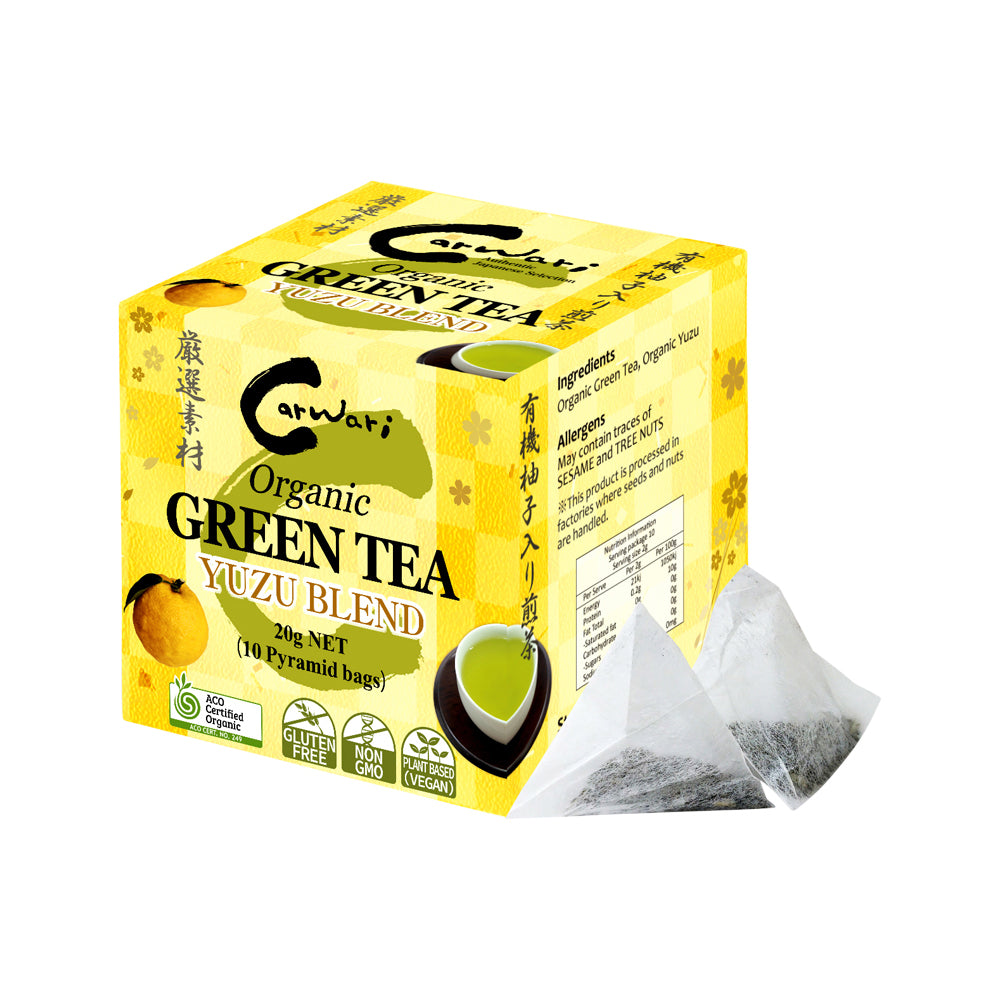 Carwari Organic Green Tea Yuzu Blend x 10 Pyramid Bags