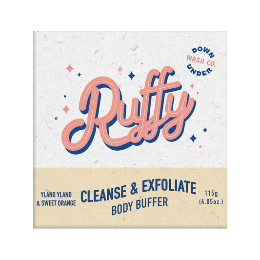 Downunder Wash Co. Ruffy Cleanse & Exfoliate Body Buffer Ylang Ylang & Sweet Orange 115g