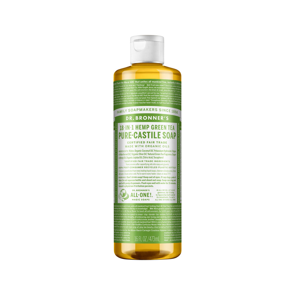 Dr. Bronner's Pure-Castile Soap Liquid (Hemp 18-in-1) Green Tea 473ml