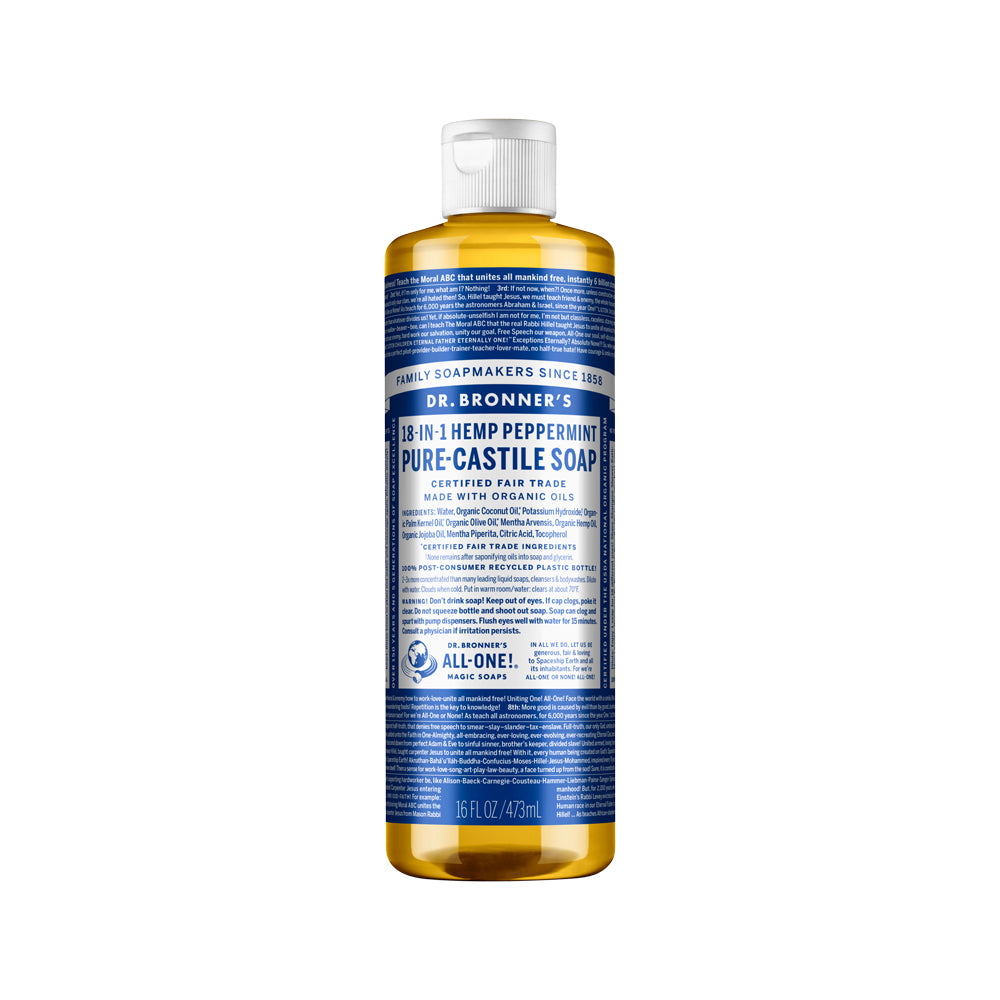 Dr. Bronner's Pure-Castile Soap Liquid (Hemp 18-in-1) Peppermint 473ml