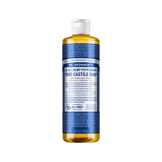 Dr. Bronner's Pure-Castile Soap Liquid (Hemp 18-in-1) Peppermint 473ml