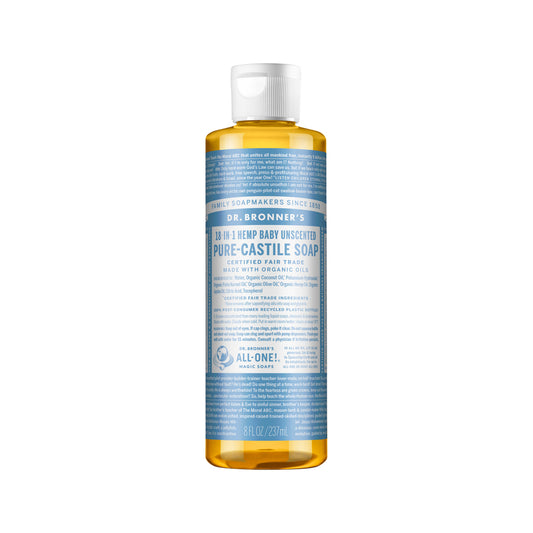 Dr. Bronner's Pure-Castile Soap Liquid (Hemp 18-in-1) Unscented (Baby) 237ml