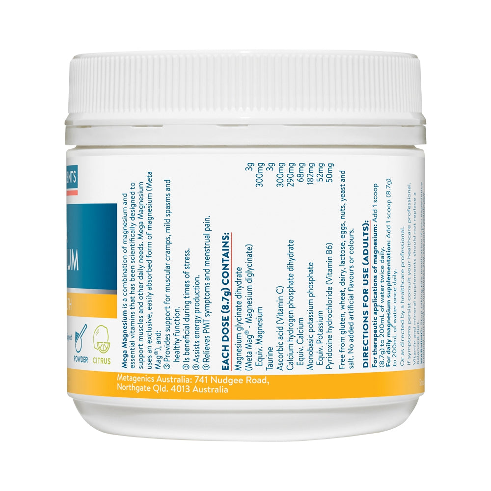 ETHICAL NUTRIENTS MEGA MAGNESIUM POWDER CITRUS 200G