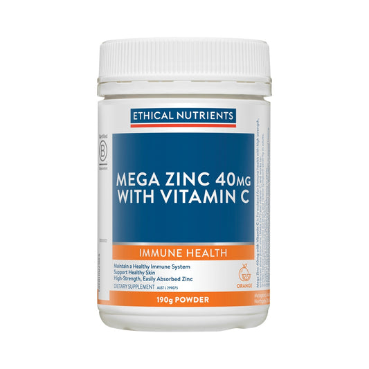 ETHICAL NUTRIENTS MEGA ZINC 40MG VITAMIN C ORANGE 190G