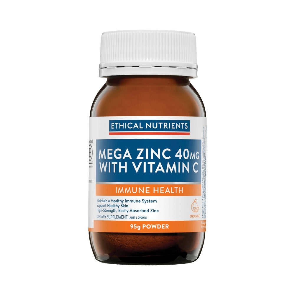 ETHICAL NUTRIENTS MEGA ZINC 40MG VITAMIN C ORANGE 95G