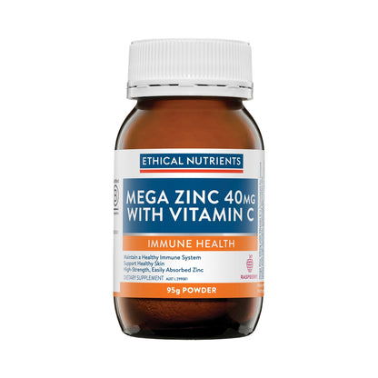 ETHICAL NUTRIENTS MEGA ZINC 40MG VITAMIN C RASPBERRY 95G