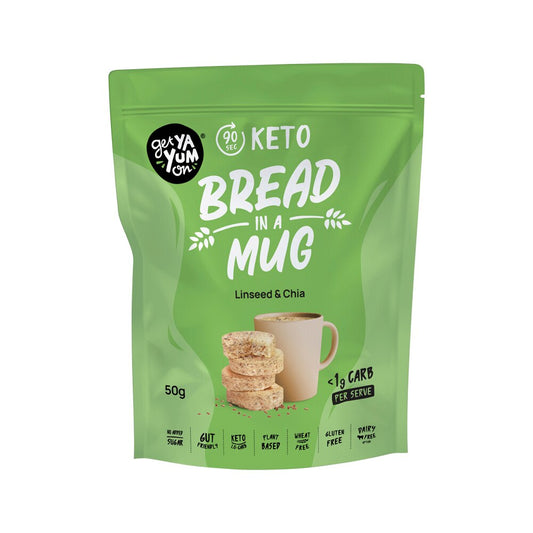 Get Ya Yum On (90 sec Keto) Bread In A Mug Linseed & Chia 50g