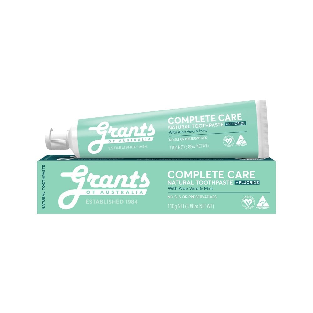 Grants Of Australia Natural Toothpaste Complete Care + Fluoride with Aloe Vera & Mint 110g