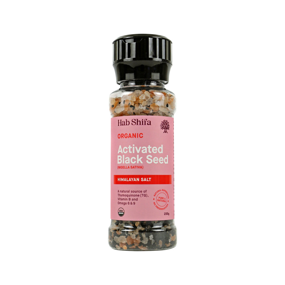 Hab Shifa Organic Activated Black Seed with Himalayan Salt Grinder 200g