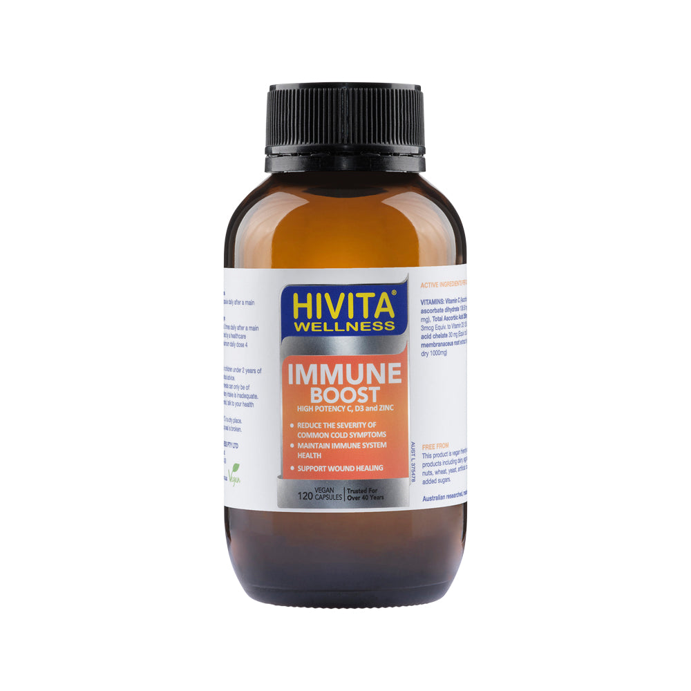 HiVita Wellness Immune Boost (High Potency C, D3 & Zinc) 120vc