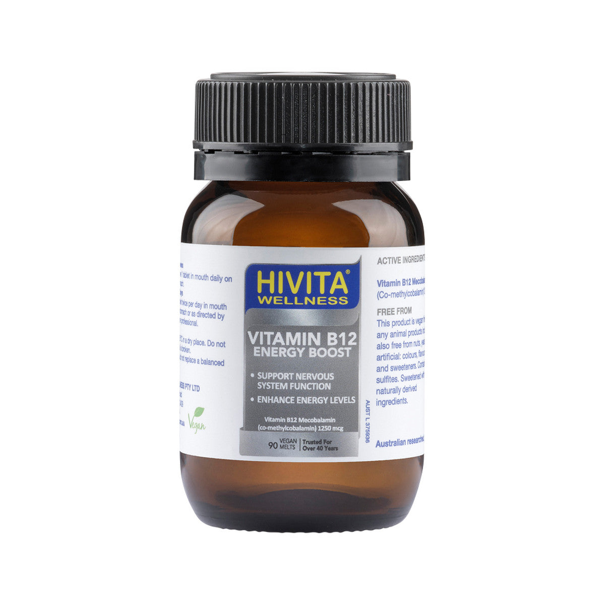HIVITA WELLNESS Vitamin B12 (Energy Boost) Vegan Melts 90t