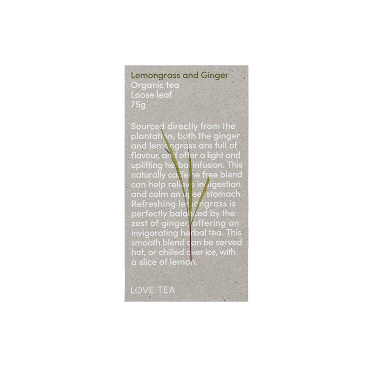 Organic Lemongrass & Ginger Tea Loose Leaf 75g