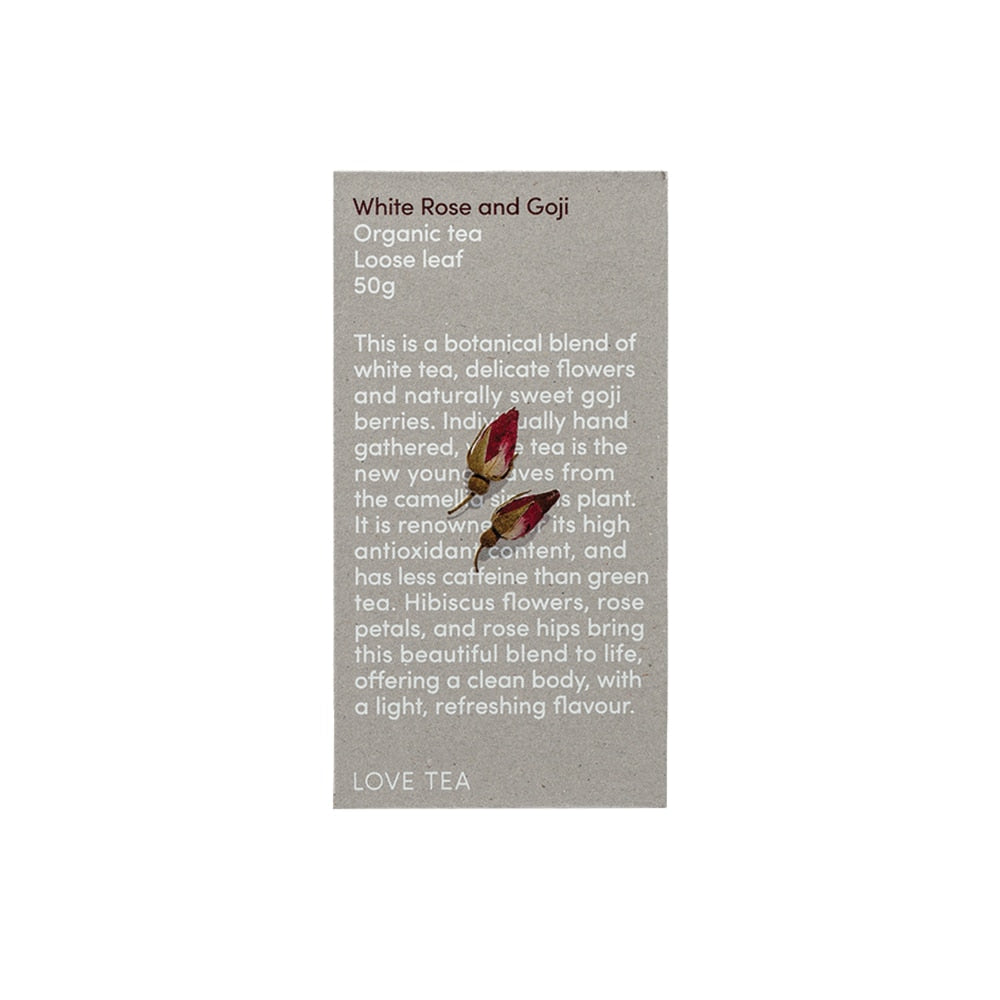 Love Tea Organic White Rose and Goji Tea Loose Leaf 50g