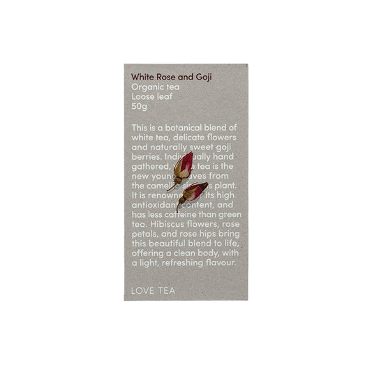 Love Tea Organic White Rose and Goji Tea Loose Leaf 50g