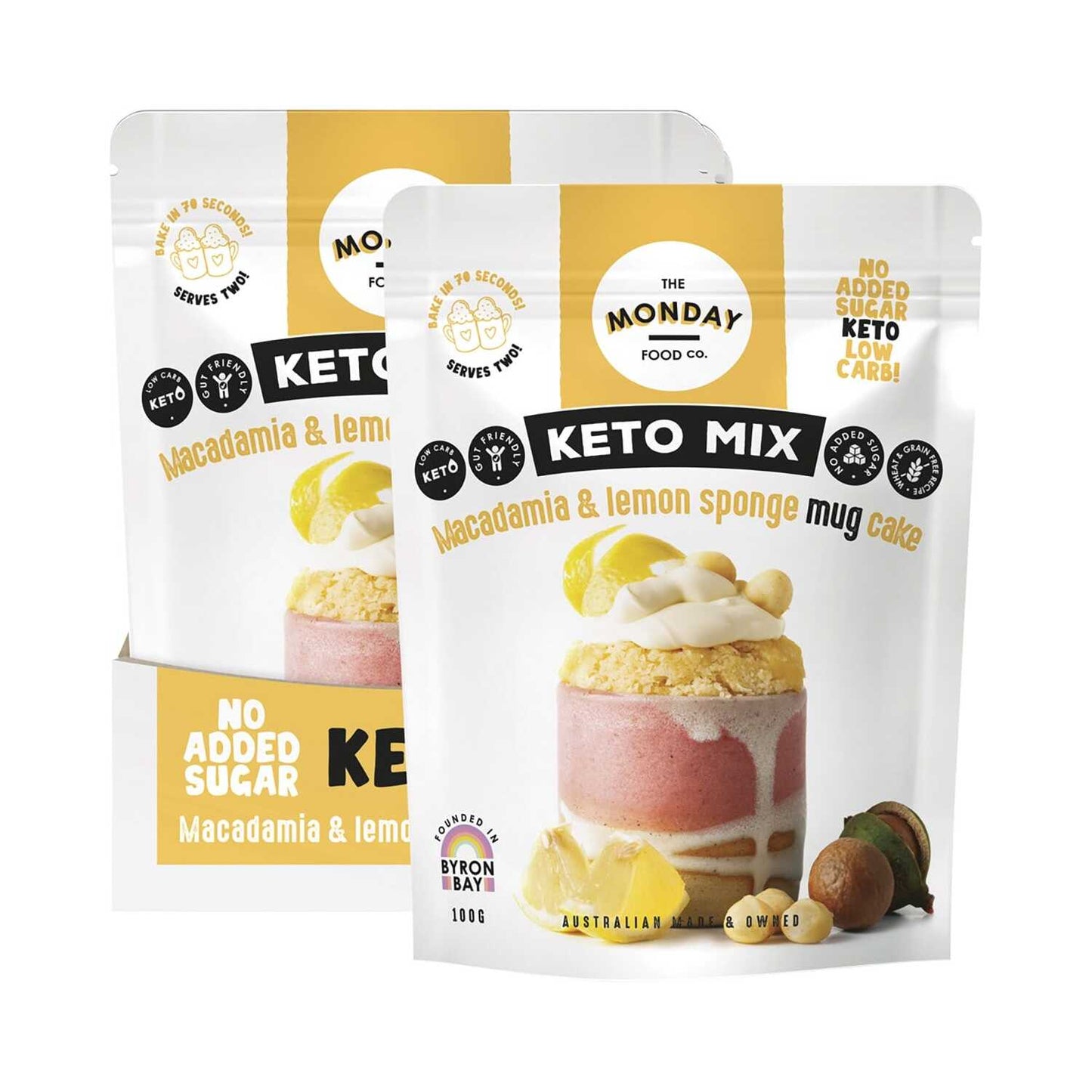 THE MONDAY FOOD CO. Keto Mug Cake Mix Macadamia & Lemon Sponge 6x100g