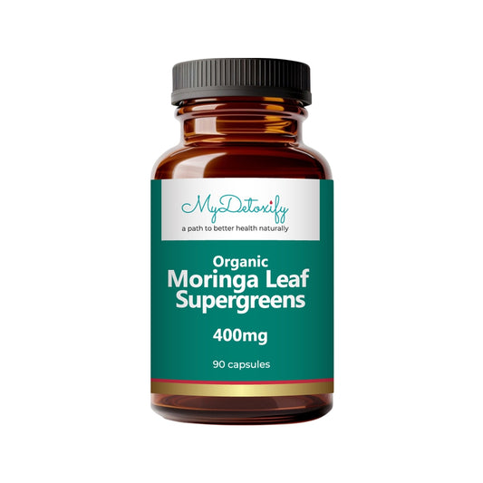 MYDETOXIFY ORGANIC MORINGA LEAF SUPERGREENS 400MG 90C