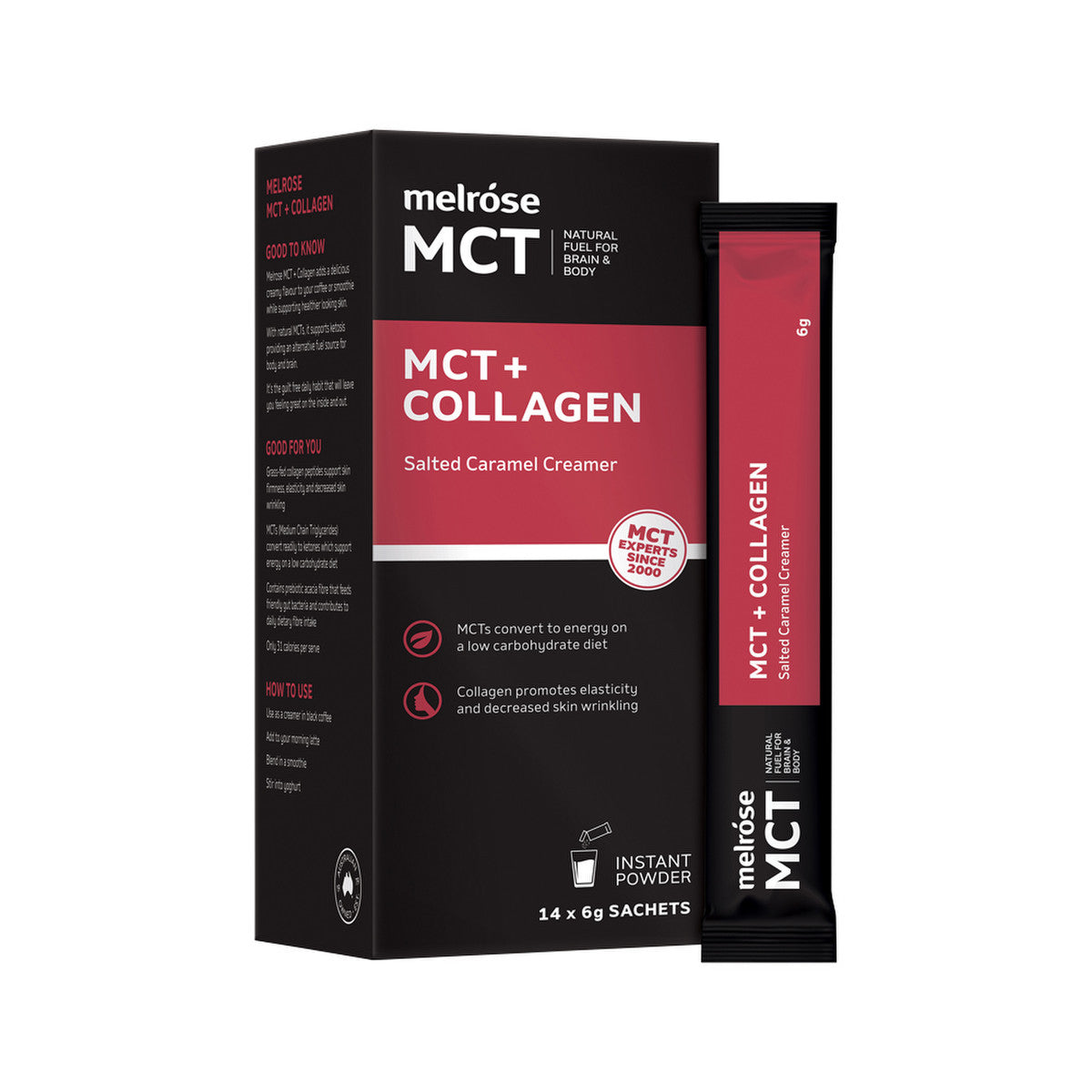 MELROSE MCT Collagen + Creamer Salted Caramel Sachets 6g x 14 Pack