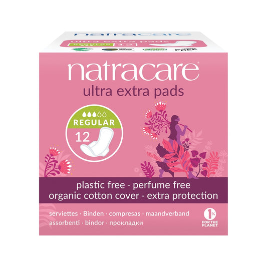 Natracare Ultra Extra Pads Regular with Organic Cotton Cover x 12 Pack