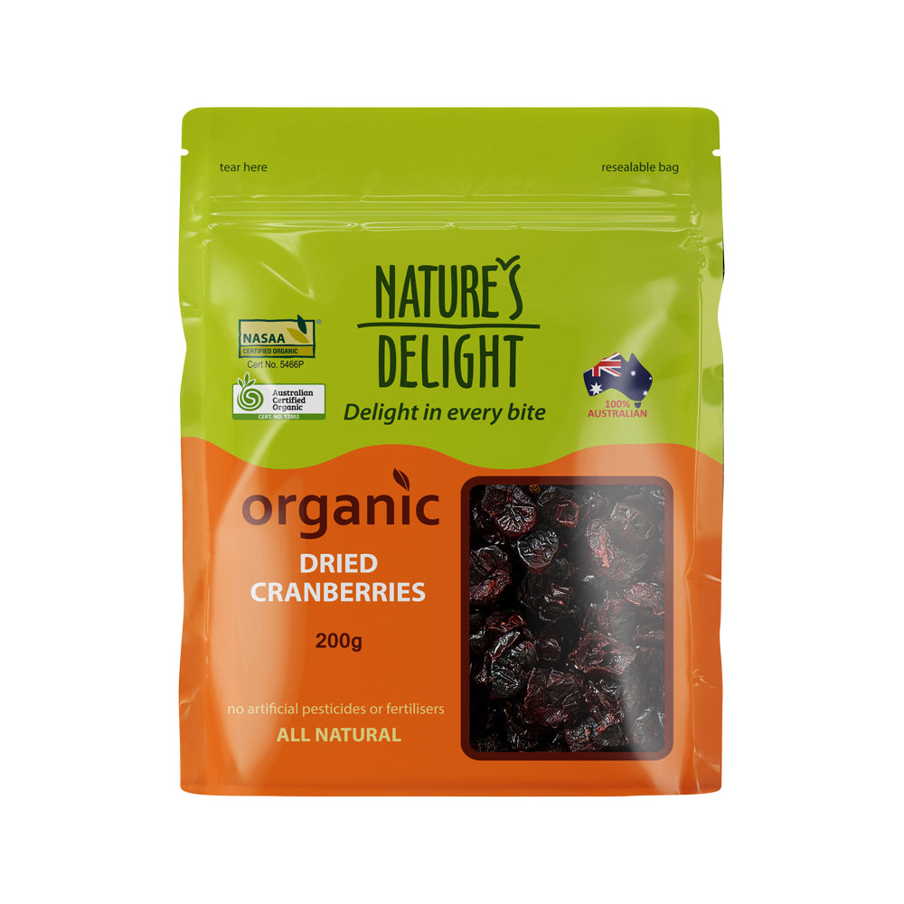 Nature's Delight Organic Dried Cranberries 200g