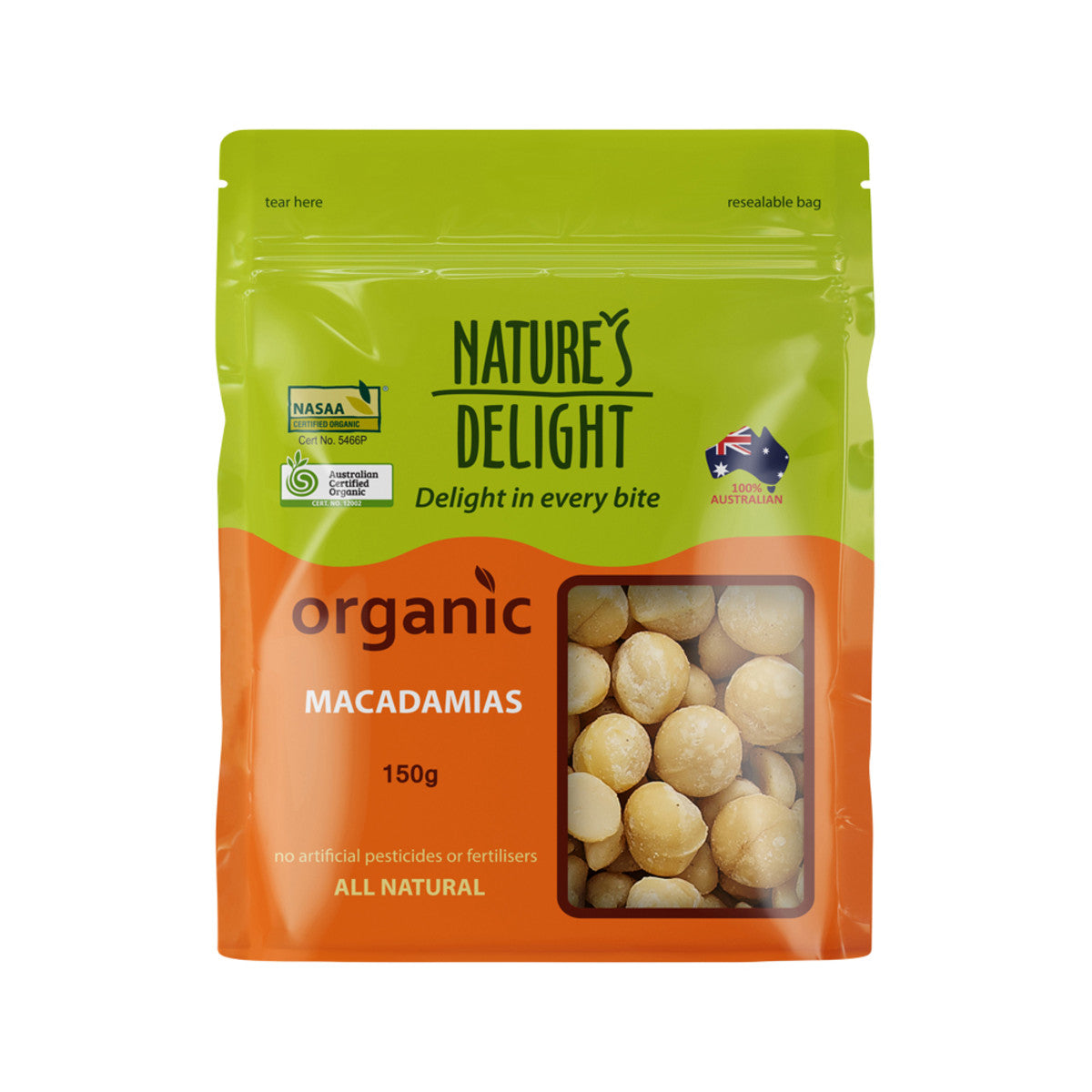 NATURE'S DELIGHT Organic Macadamias 150g