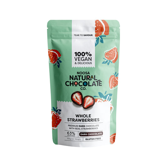 Noosa Natural Chocolate Co. Dark Chocolate Whole Strawberries 100g