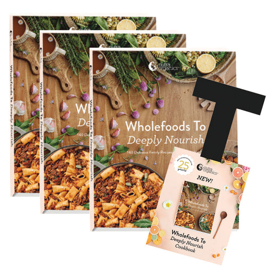 NUTRA ORGANICS Book Bundle (Wholefoods To Deeply Nourish Recipe Book by NUTRA ORGANICS & POS) Pack