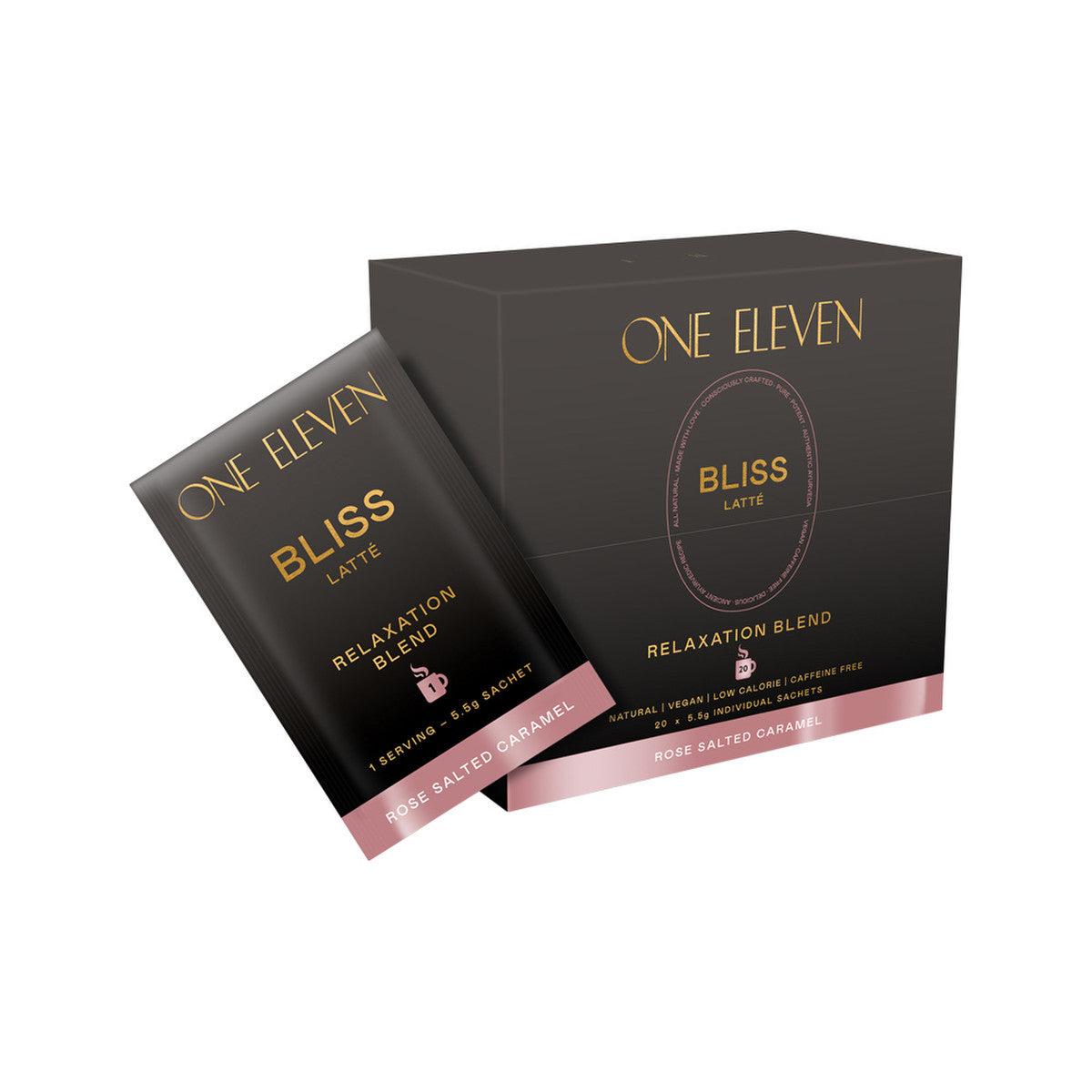 ONE ELEVEN Bliss Latte (Relaxation Blend) Rose Salted Caramel Sachet 5.5g x 20 Pack