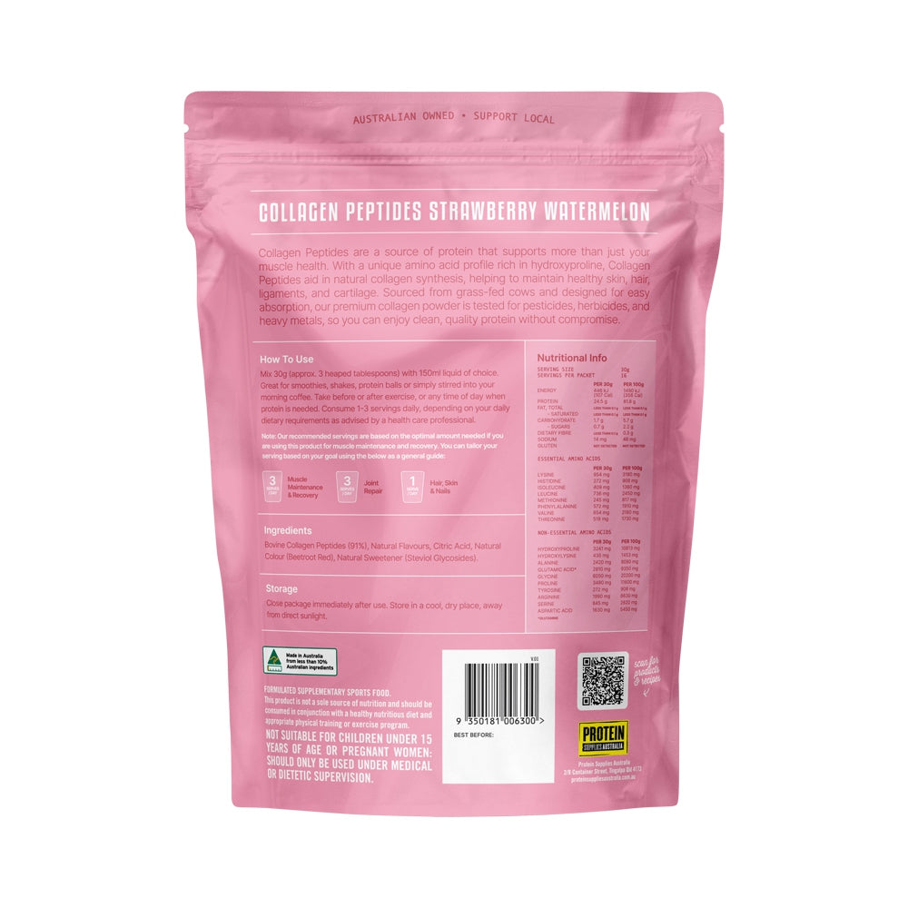 PROTEIN SUPPLIES AUSTRALIA GRASS FED COLLAGEN STRAWBERRY WATERMELON 500G