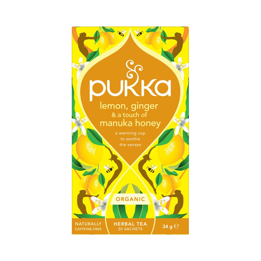 PUKKA ORGANIC LEMON GINGER & A TOUCH OF MANUKA HONEY X 20 TEA BAGS