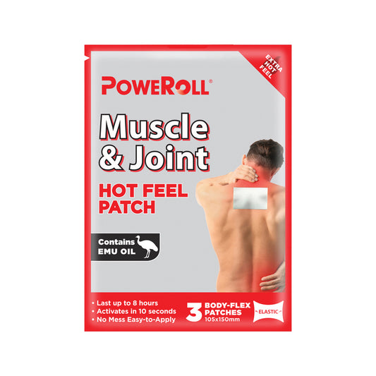 PoweRoll Muscle & Joint Hot Feel Patch x 3 Pack