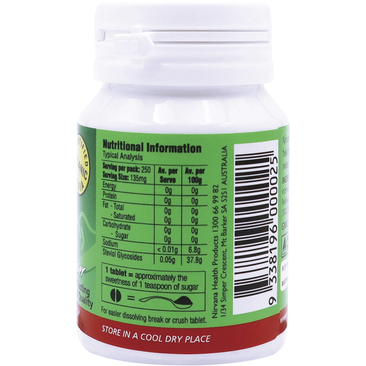 NIRVANA ORGANICS Stevia Tablets 250