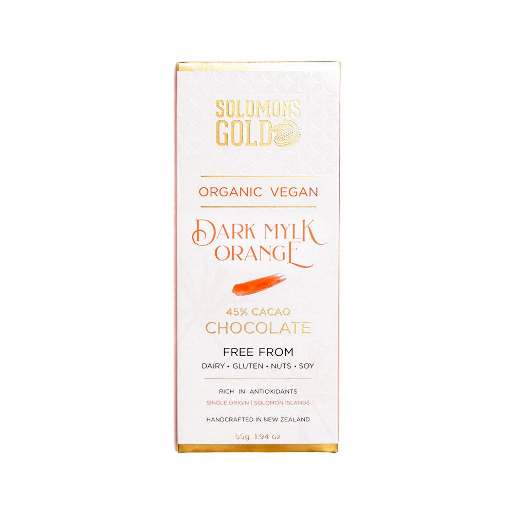 Solomons Gold Organic Vegan Dark Mylk Orange Chocolate (45% Cacao) 55g