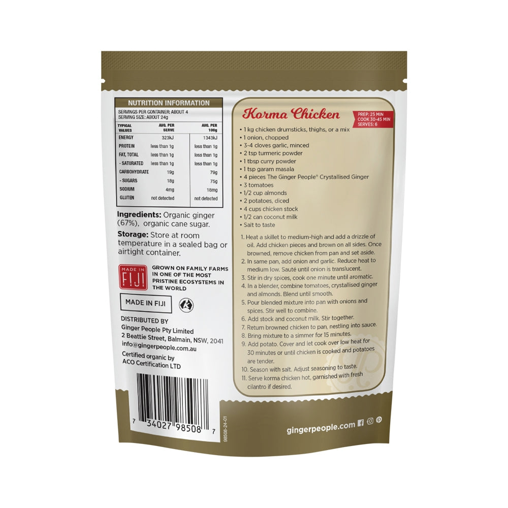 THE GINGER PEOPLE ORGANIC CRYSTALLISED GINGER 100G