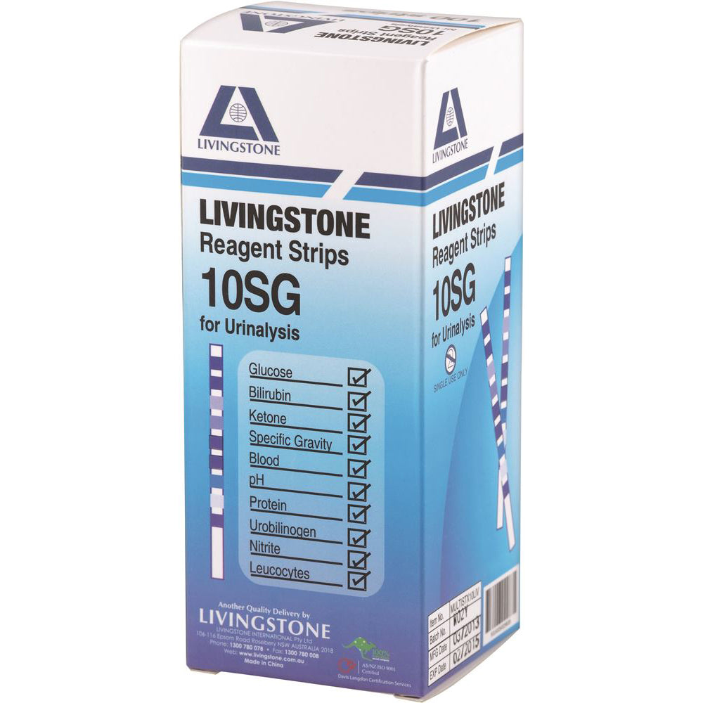 Livingstone Urinalysis Reagent Strips 10SG (10 Panel) x 100 Pack