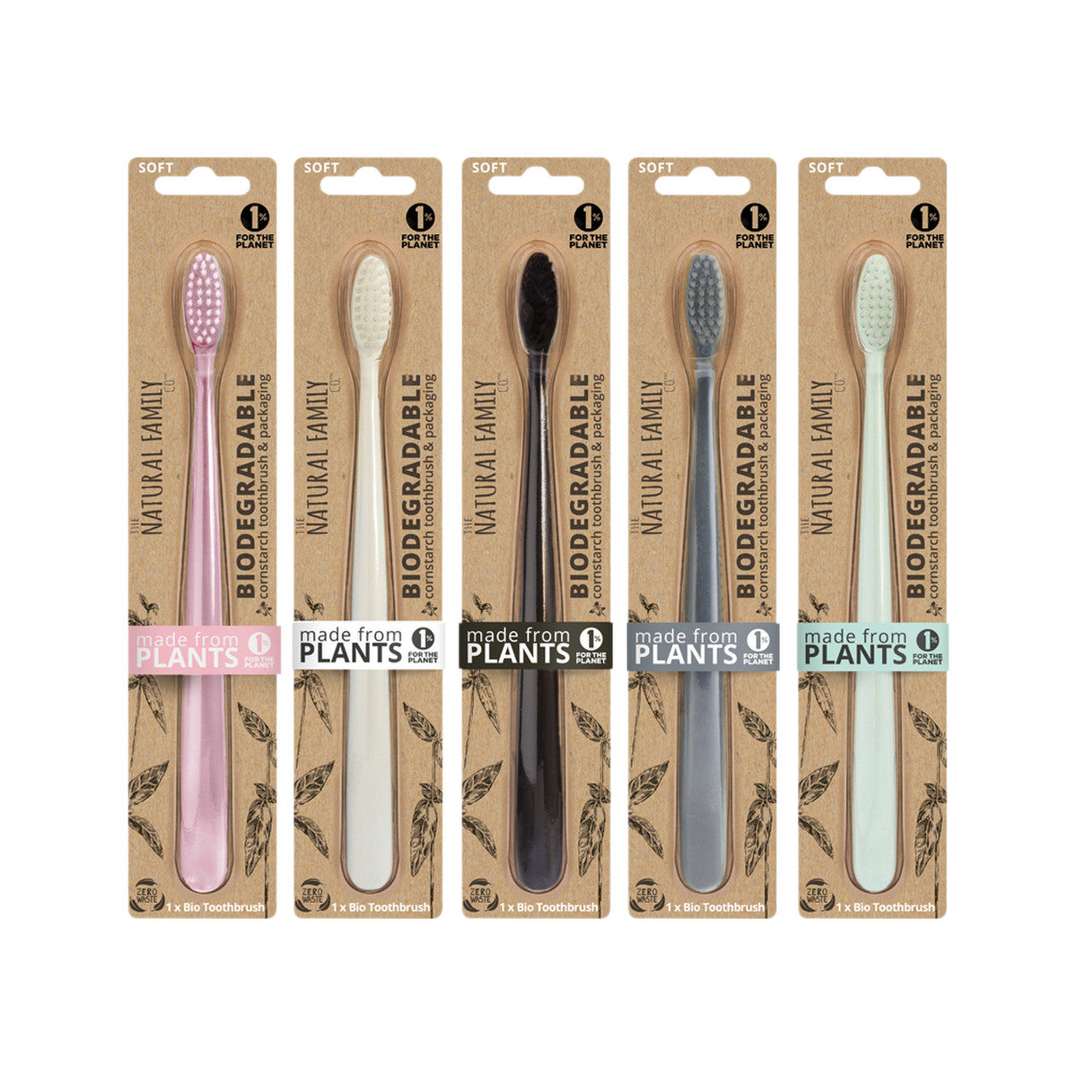 THE NATURAL FAMILY CO. Bio Toothbrush Pastel (Single) - Colour selected at random