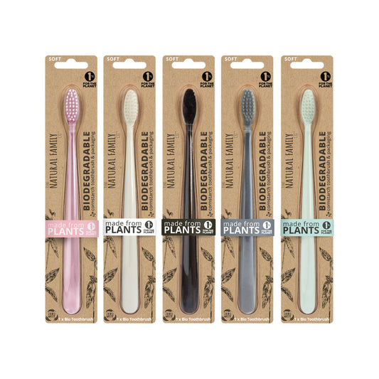 THE NATURAL FAMILY CO. Bio Toothbrush Pastel (Single) - Colour selected at random