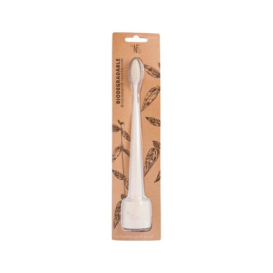 THE NATURAL FAMILY CO. Bio Toothbrush with Stand Ivory Desert