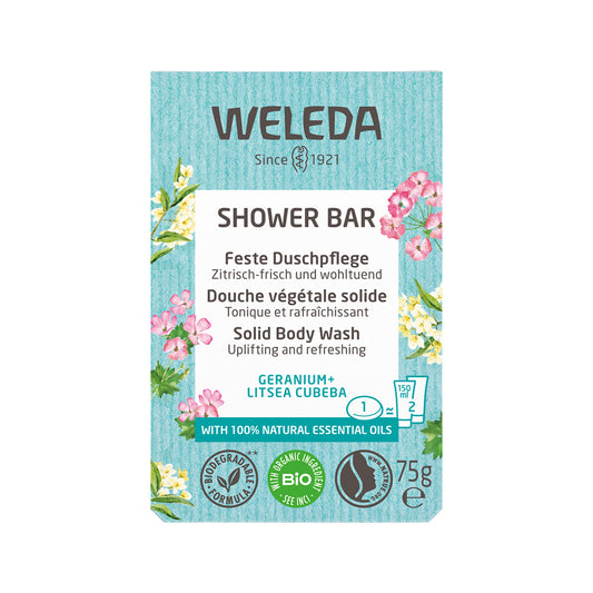 Weleda Shower Bar (Solid Body Wash) Geranium + Litsea Cubeba 75g