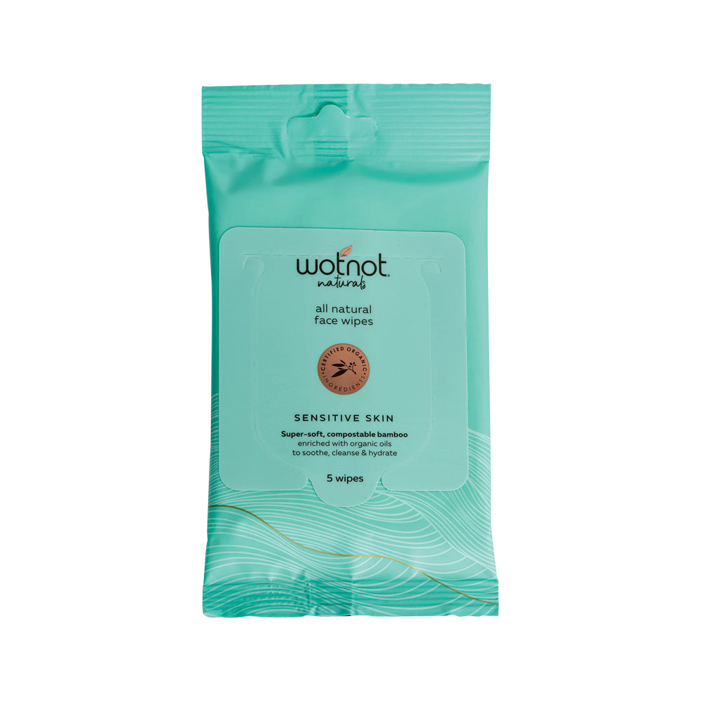 Wotnot Naturals All Natural Face Wipes Sensitive x 5 Pack