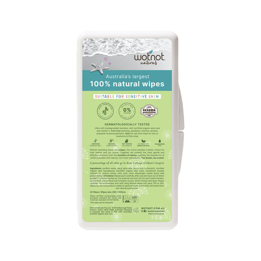 Wotnot Naturals 100% Natural Wipes with Travel Hard Case x 20 Pack