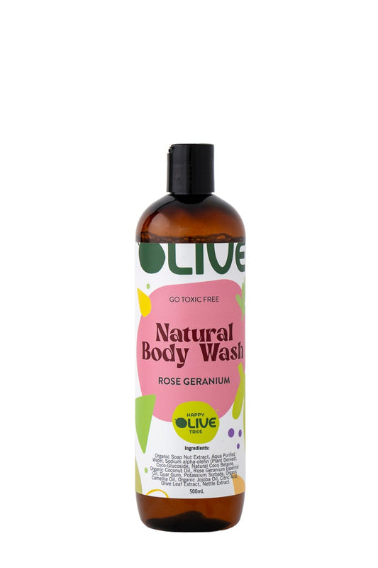 Body Wash Rose Geranium 500ml Non-Toxic, Plant-Based, Essential Oils