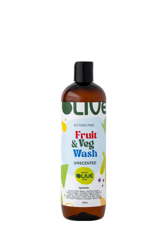 Fruit and Veg Wash Unscented (500ml) Non-Toxic Produce Wash with Organic Vinegar + Bi-Carb Soda