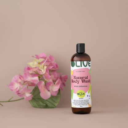 Body Wash Rose Geranium 500ml Non-Toxic, Plant-Based, Essential Oils