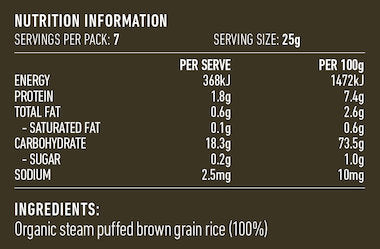 Rice Puffed Brown Organic 175g